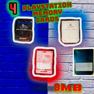 4 Sony PS External Attachment Memory Cards - 2 Black, Red, Grey + Controller 🎮